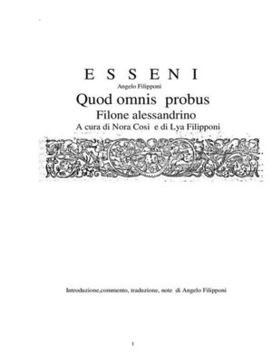 cover image of ESSENI--Quod omnis probus--Filone Alessandrino